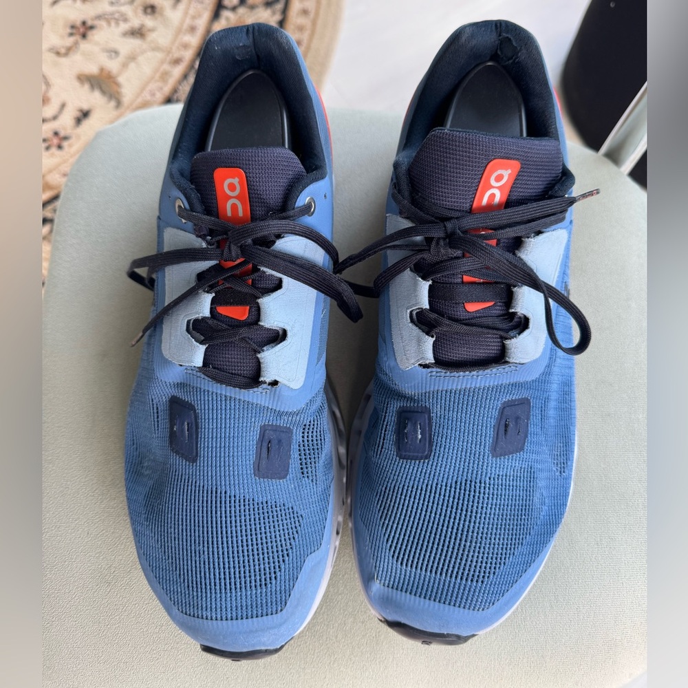 On Running Blue and Orange Athletic Shoes Lightweight Design